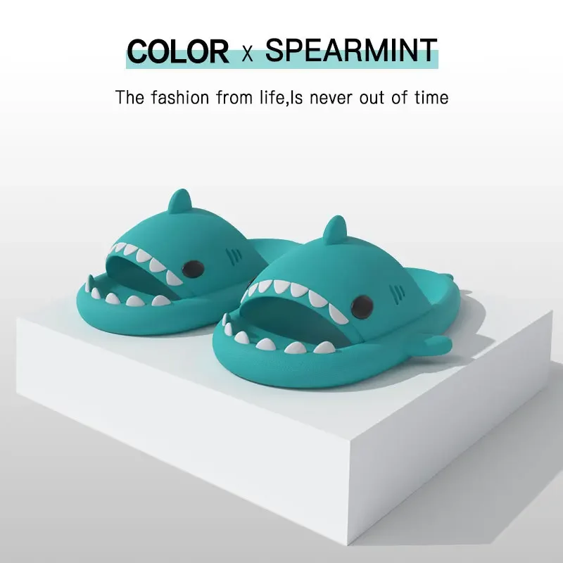 Unisex Shark Slippers Women Home Flip Flops New Summer Men Non-Slip Solid Color Couple Slides Outdoor Indoor House Funny Slipper