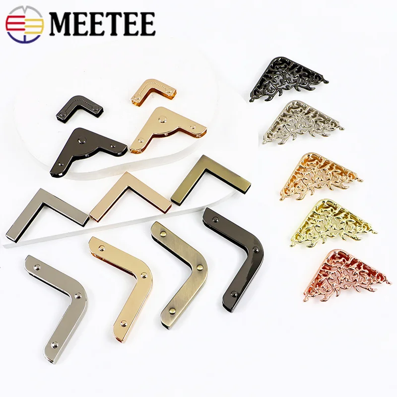 4/10Pcs Meetee 40mm Bag Corner with Screw Decoration Hardware Accessories for Handbag Edge Protection Metal Hook Buckle BF215