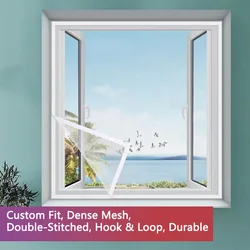 Dustproof Insect-Proof Mosquito-Proof Ventilation Window Screen, Hook & Loop Closure, Invisible Mesh, Easy to Install & Reusable