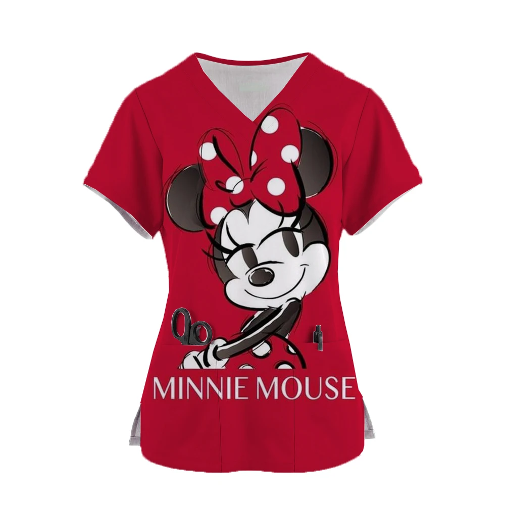 

Disney Mickey Mouse Scrub Tops Women Dentist Working Uniform Nurse Scrub Uniformes Medicos Para Mujer Tooth Hospital Workwear