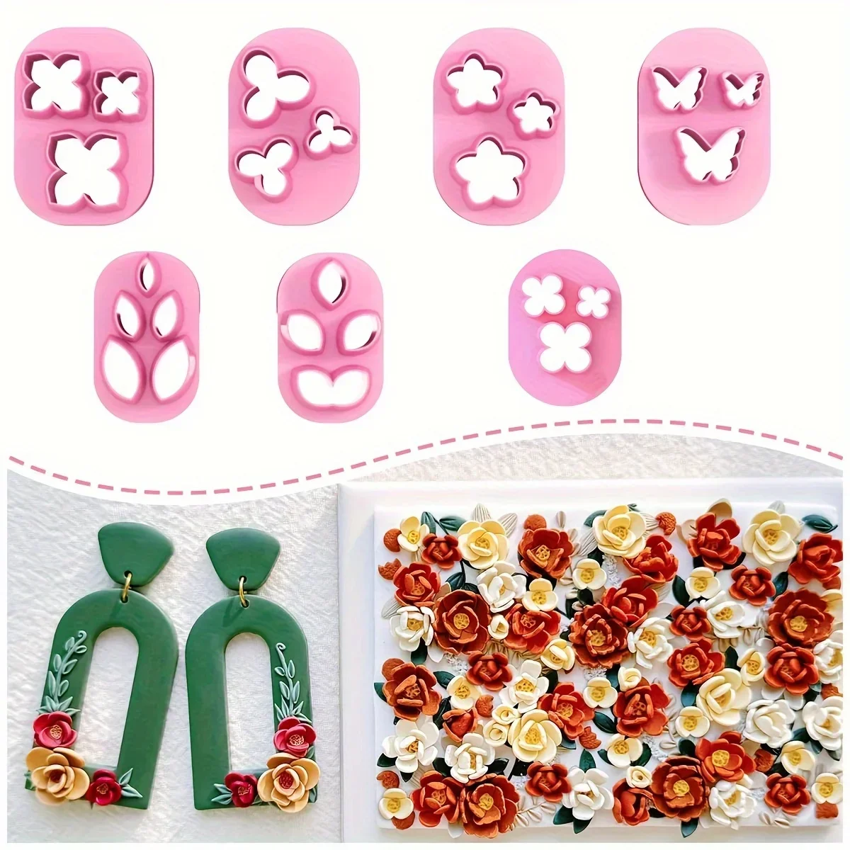 Polymer Clay Cutters Mini Clay Cutters for Polymer Clay Earrings Making 10 Shapes Floral & Leaf & Butterfly Micro Clay Cutters - view 6