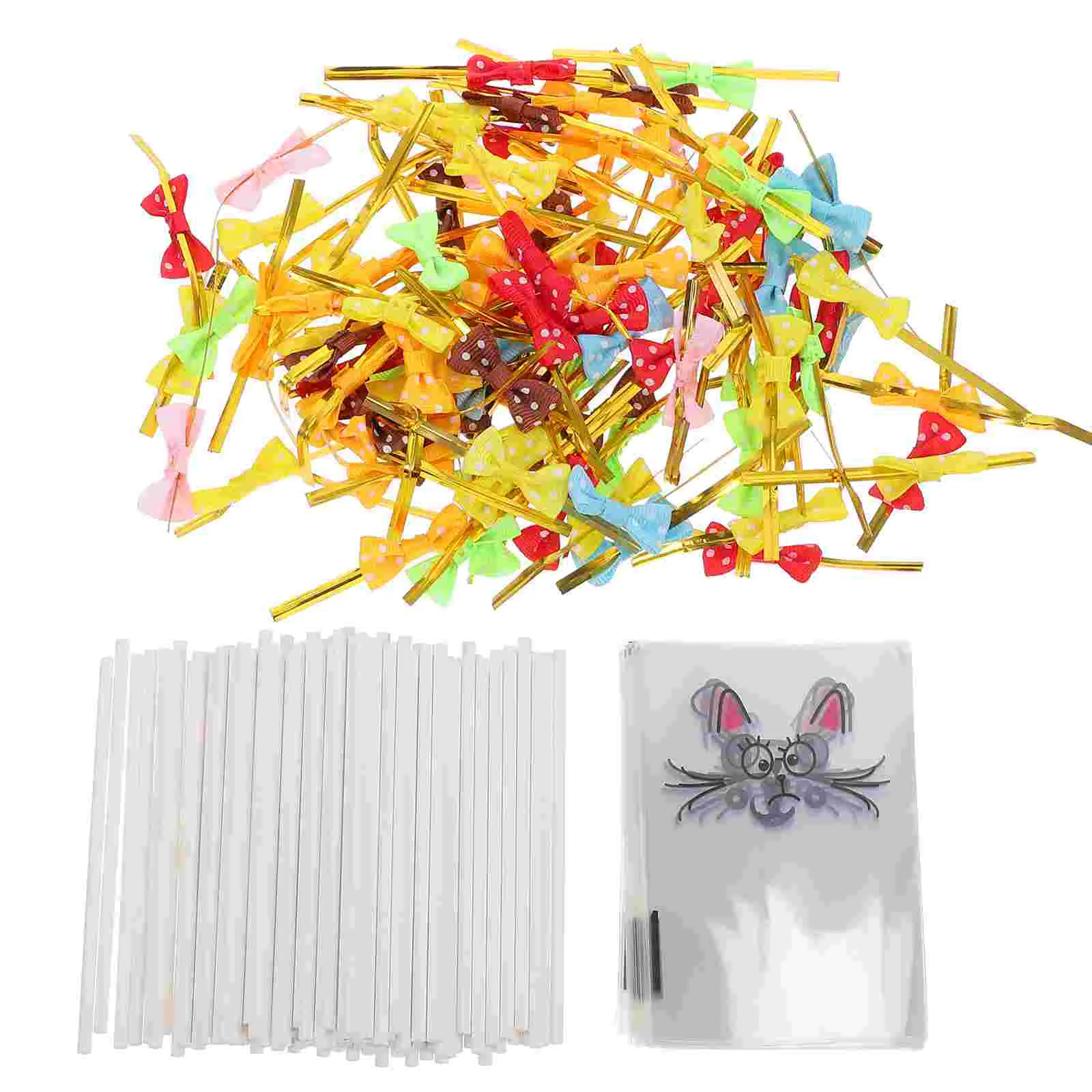 Cat Lollipop Accessories Snack Storage Bags Cake Sticks and Wrappers of Candy Paper Iron Wire Transparent Treat