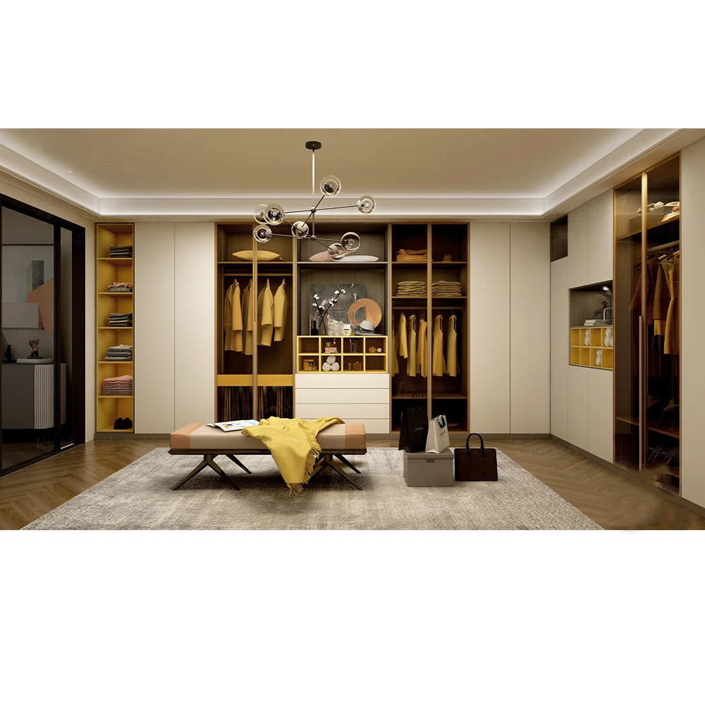 خزائن خشبية مخصصة الحديثة المشي في خزانة أثاث غرفة نوم خزانة خشبية وحدات #3