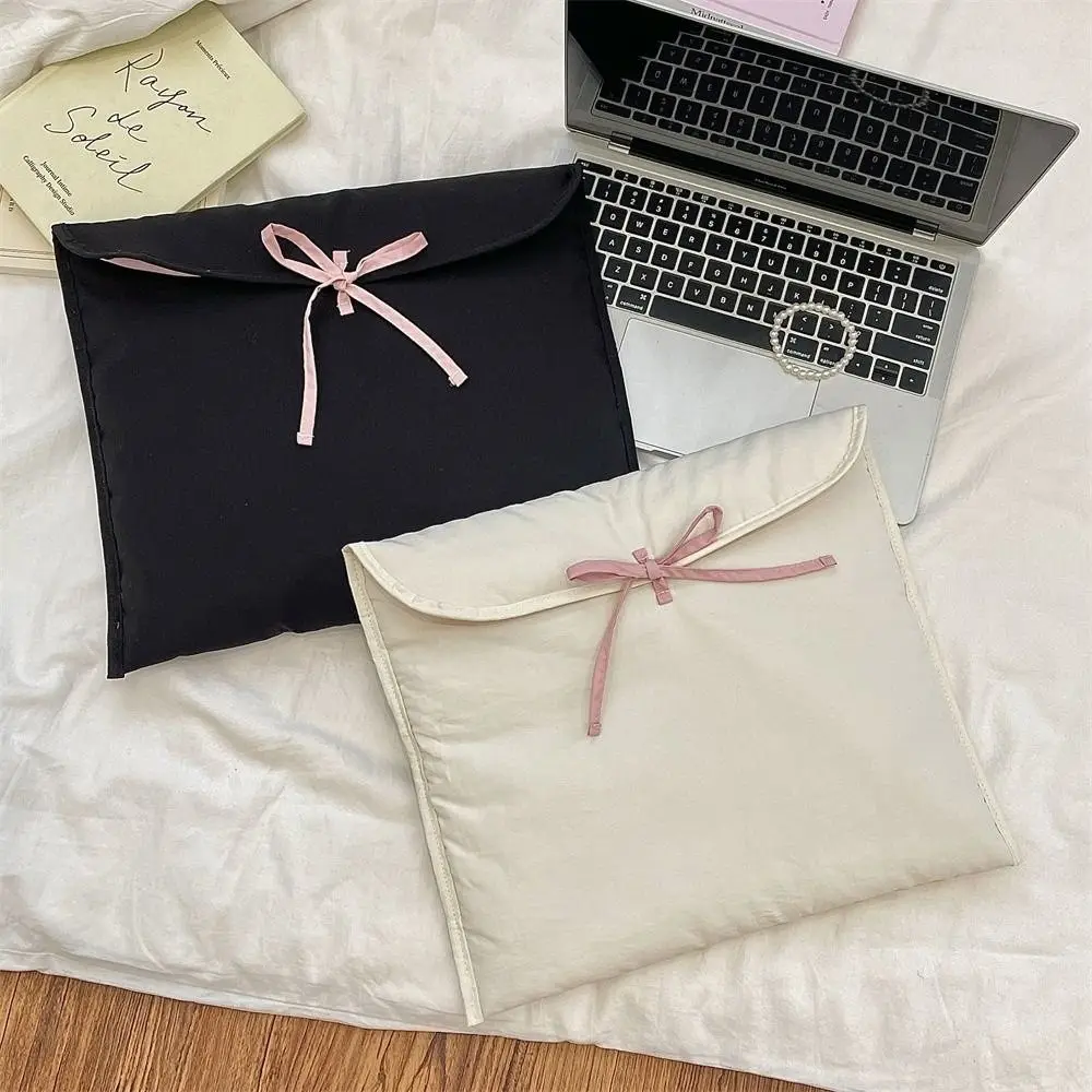 Portable Ballet Tablet Protective Case 11/13 Inch Korean Style Tablet Sleeve Bag Solid Color Pink Bow Notebook Pouch Business