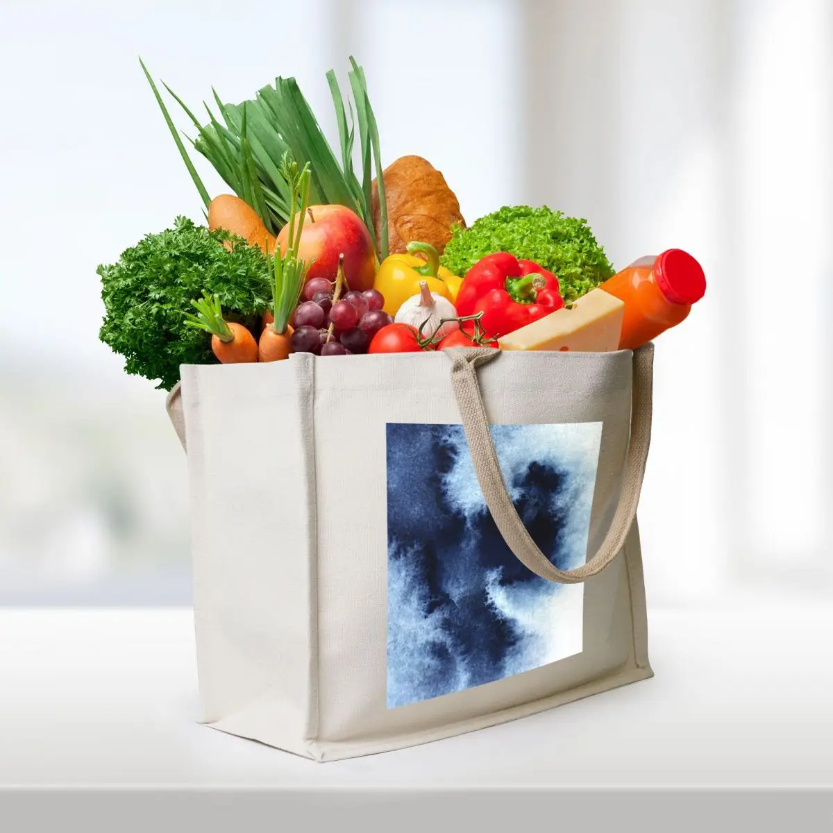 Indigo Nebula, Blue Abstract Painting Tote Bag tote bag men handbag Women's shopper bag