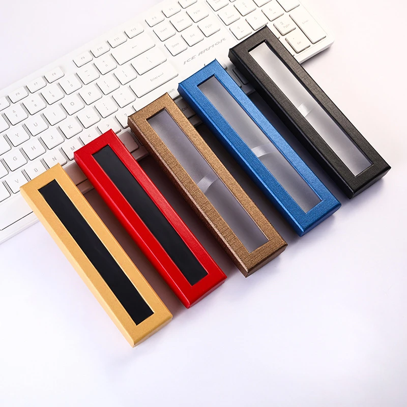 10Pcs Pen Box Transparent Window Paper Packaging Gift Gel Pen Box Pencil Cases Pen Boxes Packaging Jewelry Gift Box Pencil Box