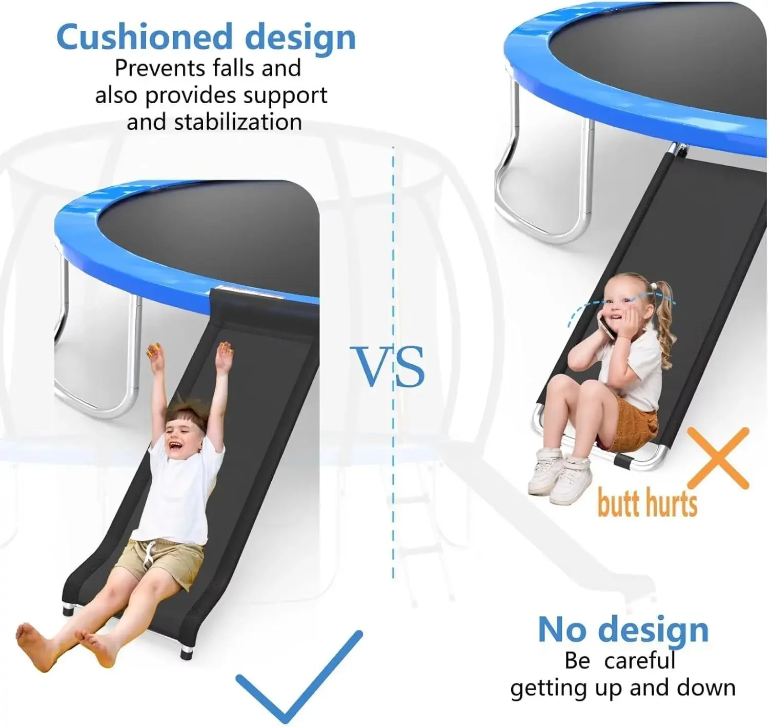 Trampolín recreativo con recinto, tobogán y escalera - Aprobado por ASTM, revestimiento antioxidante - Caja fuerte para niños y adultos, 20