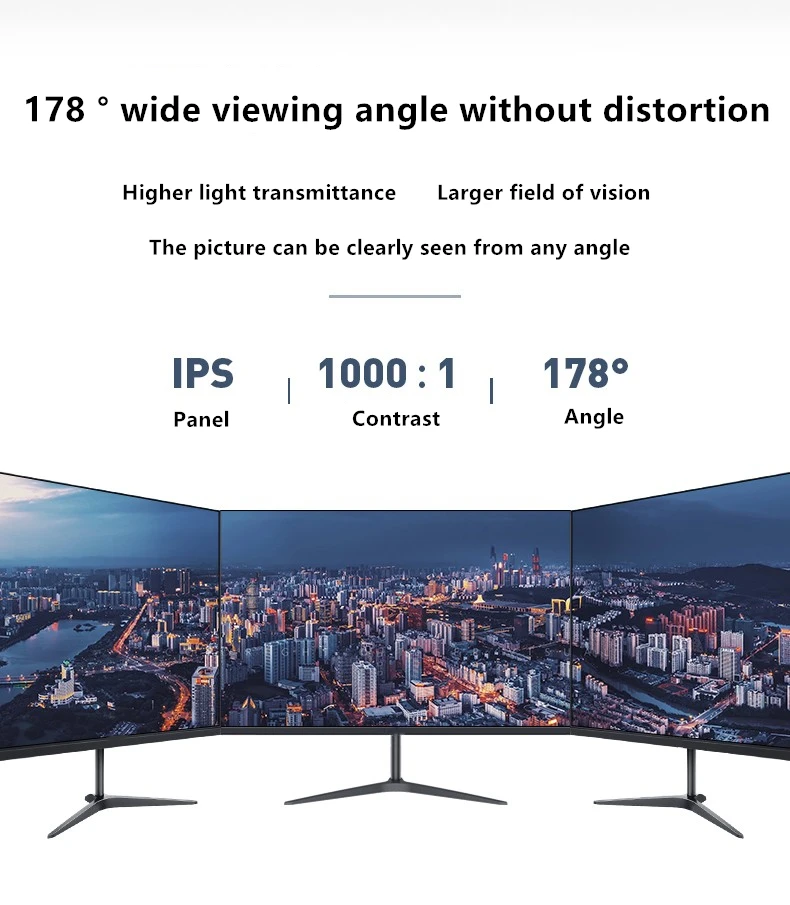 FYHXele Monitor 24 27 Inci 2K 75Hz QHD IPS Panel LCD Flat 1MsDisplay Monitor Gaming HDMI DP Mendukung G-sync AMD FREESYNC 2560*1440