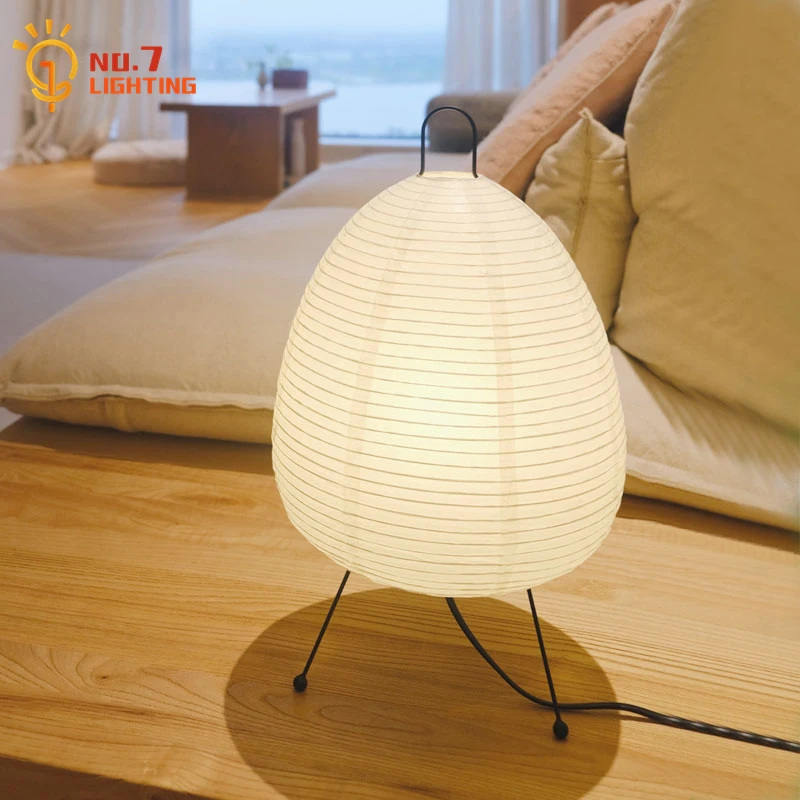 

Japanese Design Akari Noguchi Yong Table Lamp LED E27 Rice Paper Art Decorative Interior Lighting Bedroom Home Stay Bedside Cafe