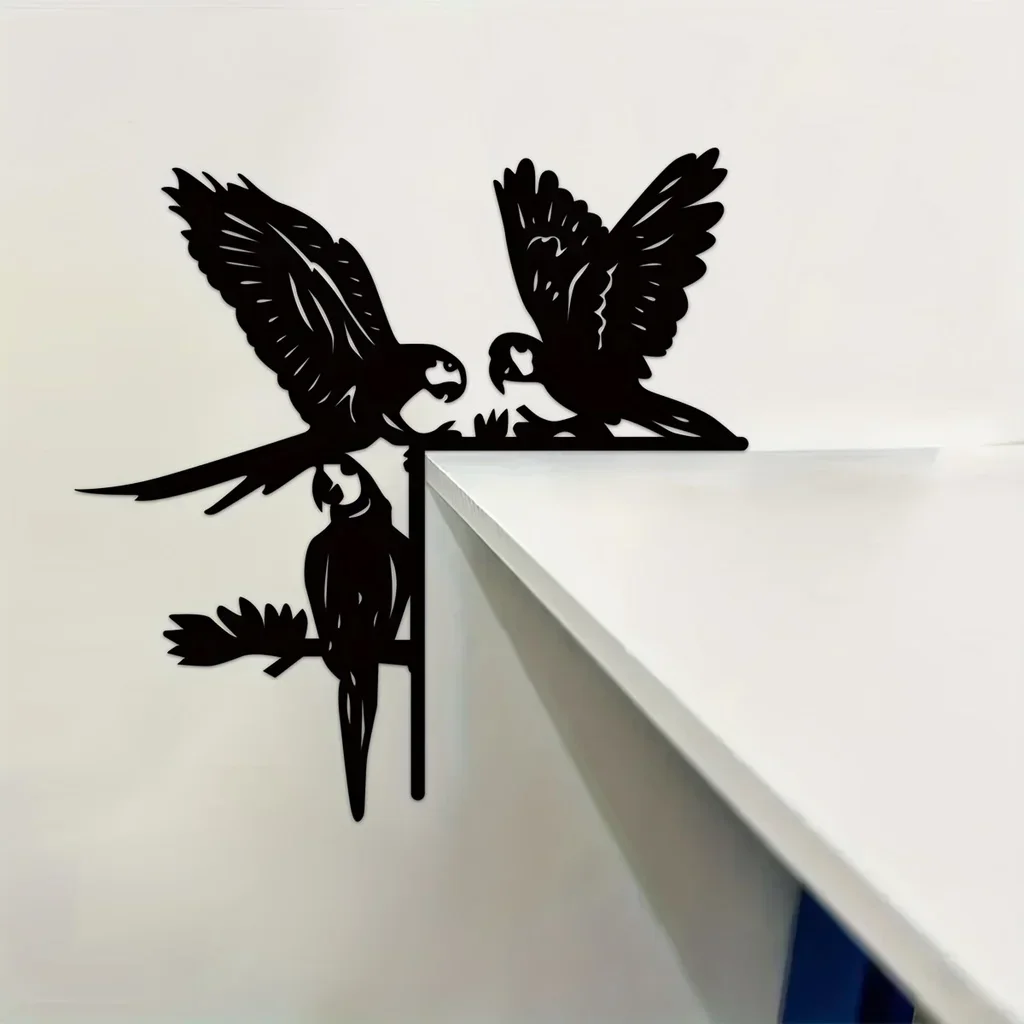 

Hello Young Metal Three Parrots Wall Stickers Decorative Door Corner Decorations Door Frame Corner Decor Art Iron Metal Wall Han