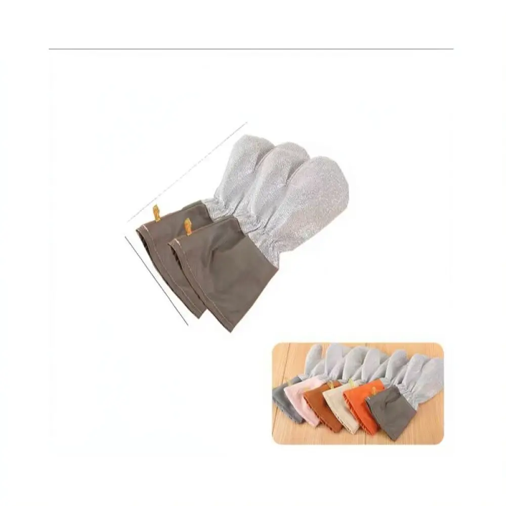 Heavy Duty Dishwashing Gloves Silver Wire Scrubber Kitchen Cleaning Mitts Thickened Waterproof Protective Hand Protector