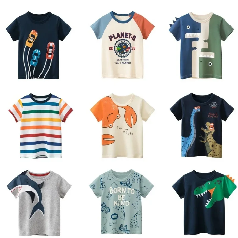 Summer T-shirt  2-9 Years Children Short Sleeve T-shirts Korean Version Kids Clothing Boy Baby Cotton Tees Summer Cartoon Tops