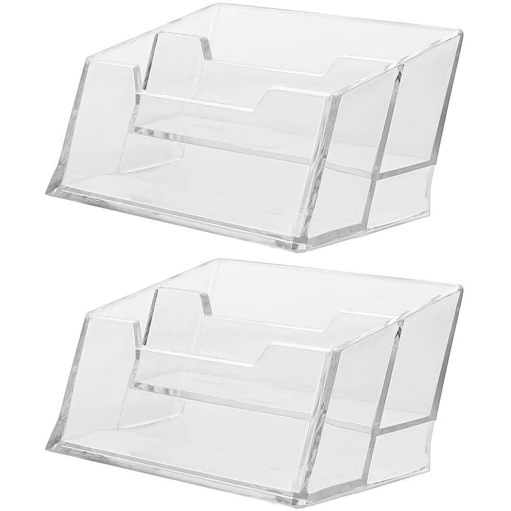 

2pcs Acrylic Holder Desk ganizer Transparent Brochure Name Card Bag Office Card Holder For Business Cards Supplies