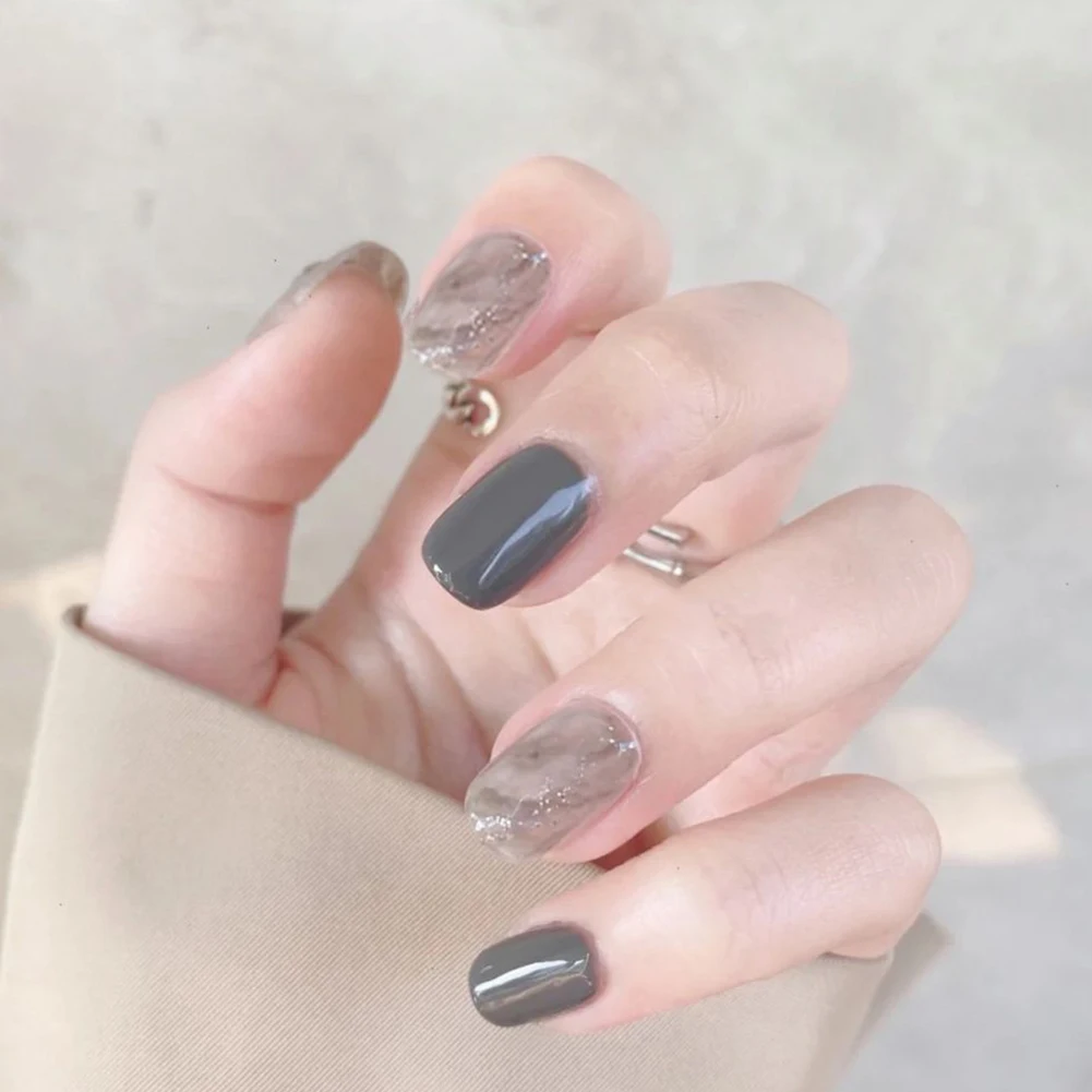 Faux ongles gris clair pour nail art, décoration pour les mains, pas facile à casser, N64