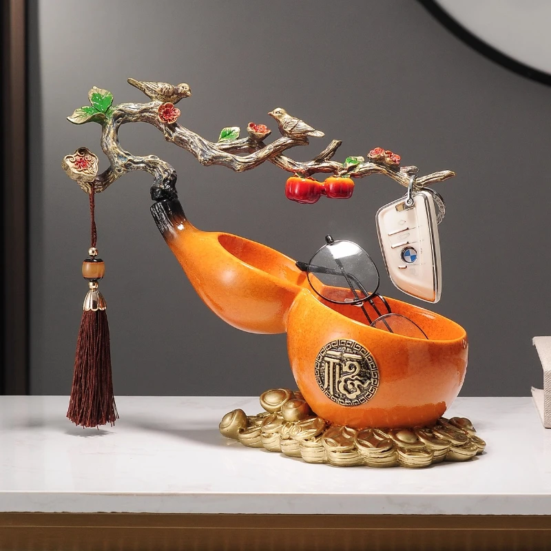 

Persimmon Ruyi gourd key storage ornament light luxury high-end shoe cabinet living