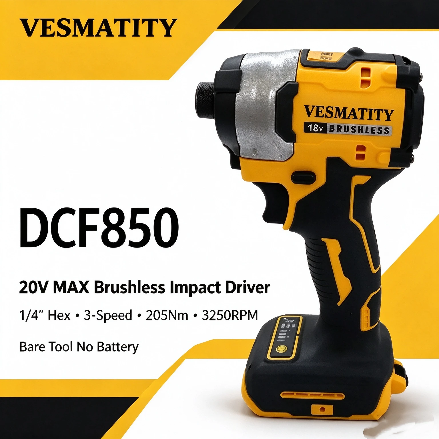 DCF850 20V MAX Brushless Cordless Electric Wrench, 1/4