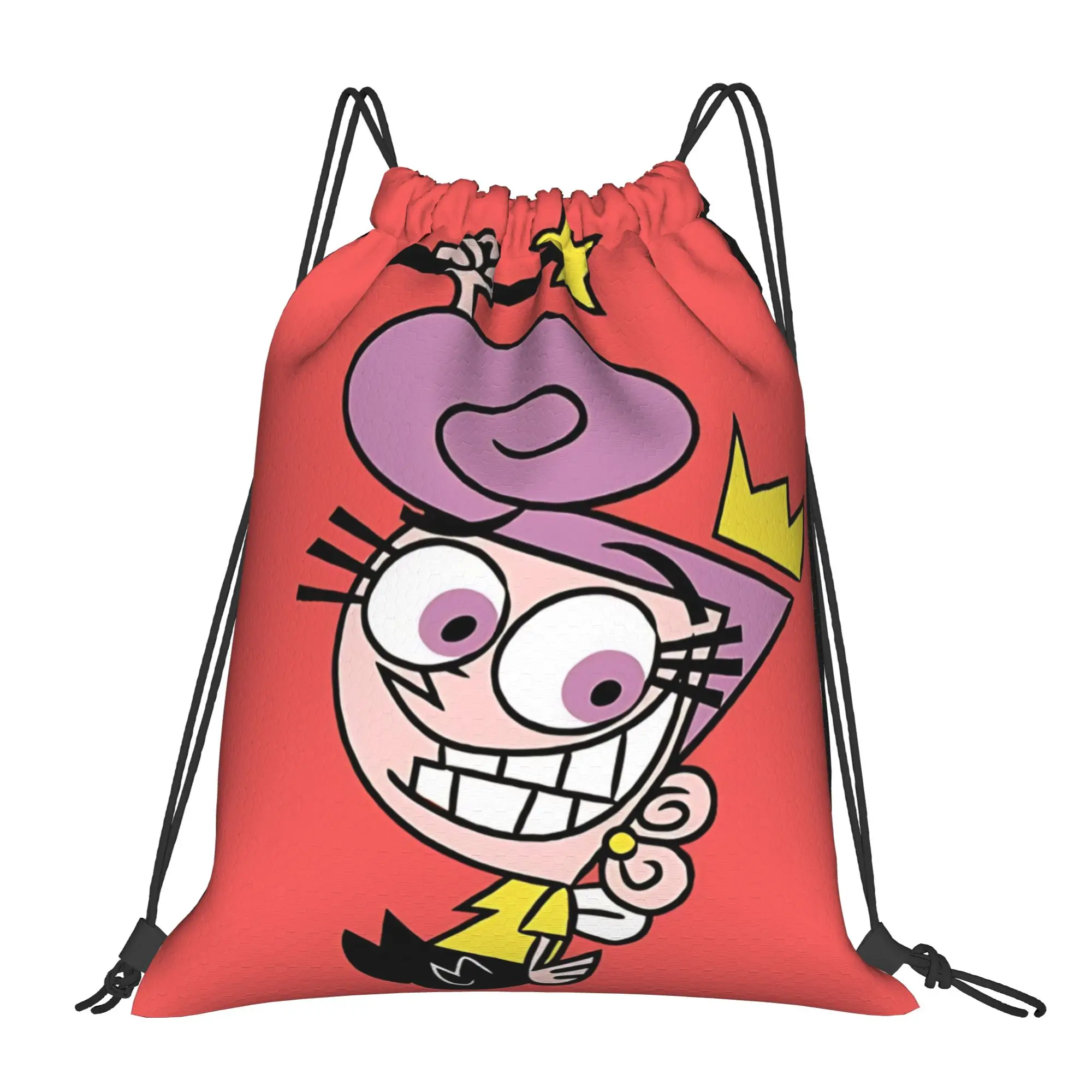 Fairly Odd Treasures retro animated  Portable Hiking Riding Gym Drawstring Storage Sporty Backpacks