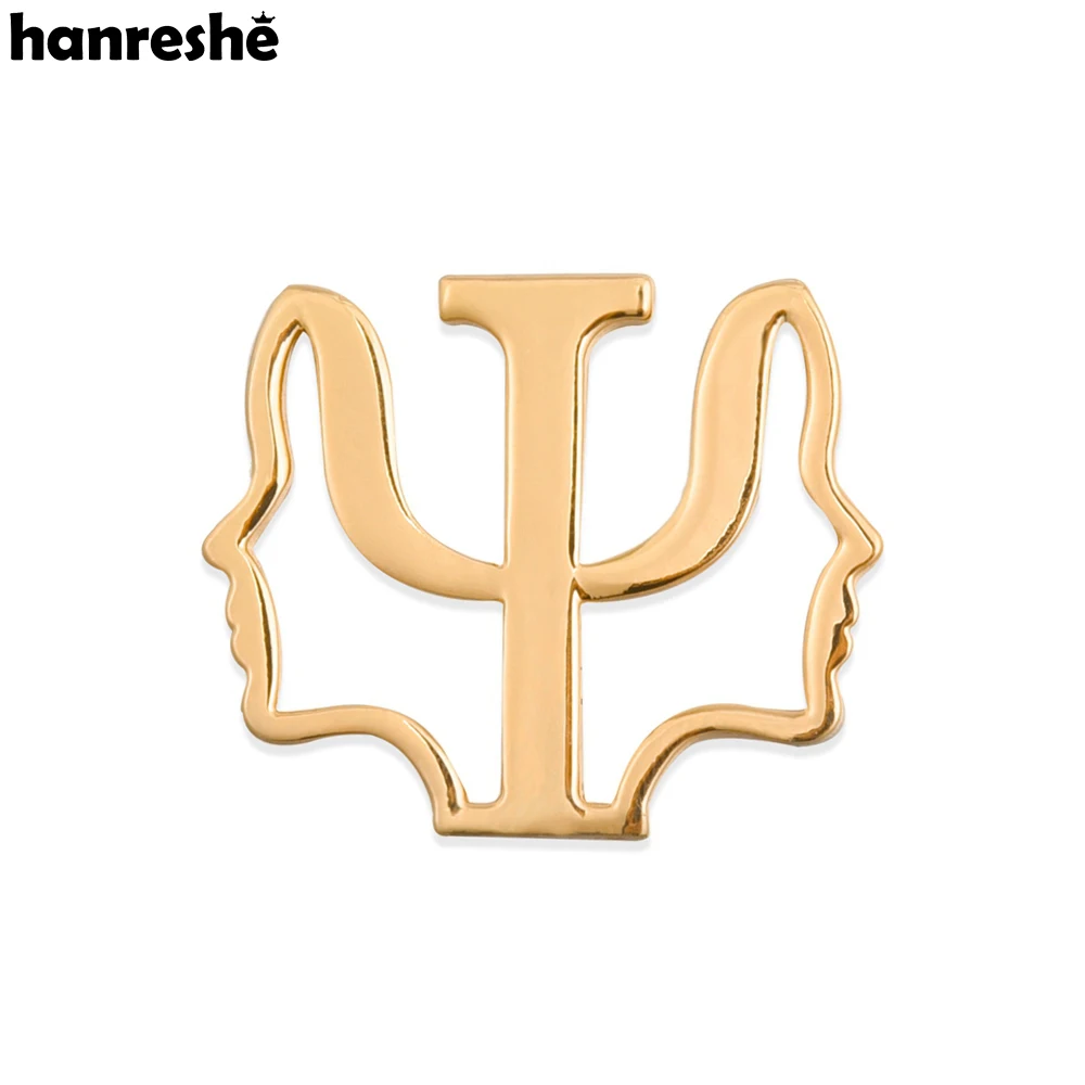 Hanreshe Psychology Medical Psi Symbol Brooch Backpack Lapel Gold Color Pin Badge Psychiatrist Jewelry for Doctor Nurse