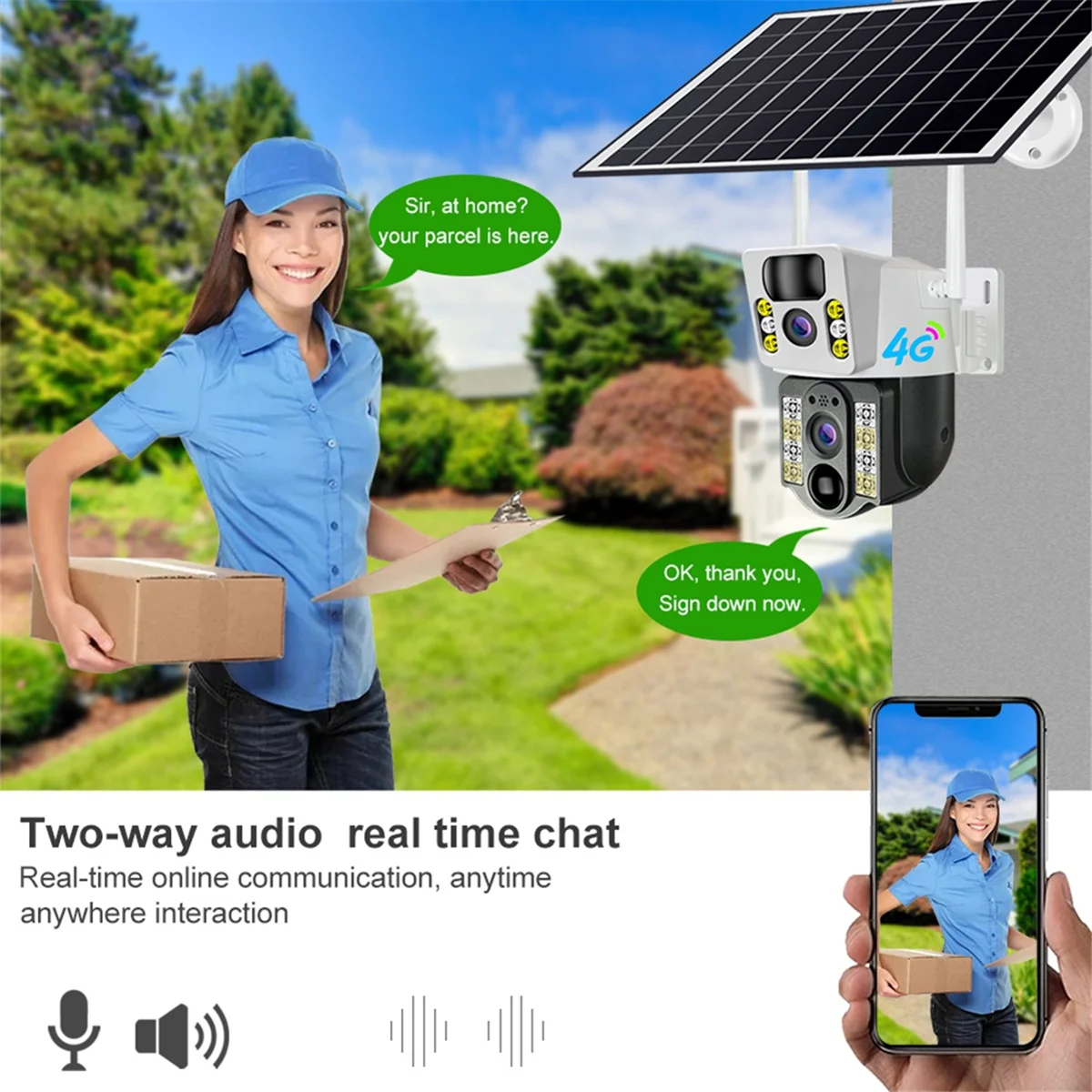 8MP 4K HD Solar 4G Sim Dual Lens Low Powered V380pro Smart Security IP camera Outdoor PIR Human Detection