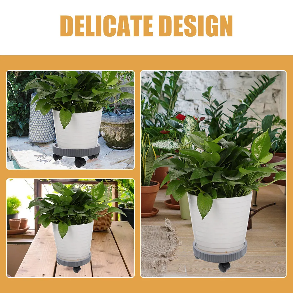 Rolling Plant Stand with Wheels Plastic Flower Pot Tray Movable Base for Indoor Potted Plants