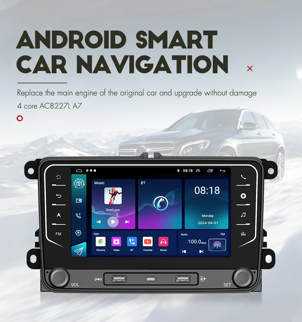 Android 15 Car Multimedia Touch Screen VW Skoda Golf Polo Passat B5 B6 Jetta SD Card Dashboard Mount Radio GPS Wireless CarPlay