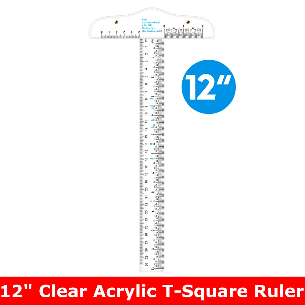 

12" T-Square Ruler Clear Acrylic Measurements Straight Ruler For Easy Reference DIY Drawing Positioning Tool Supplies 2023 New