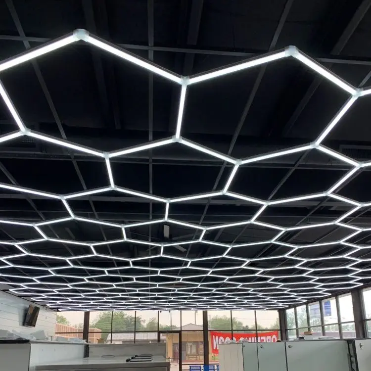 Professional Customized Design 6*8M Hexagrid LED Lighting for Car Showroom Car Detailing Light System