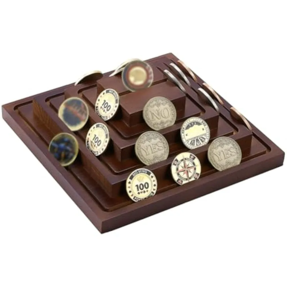 

4-Tier Wooden Army Coin Holder Display Coins Display Case Challenge Coin Holder Display Slotted Display Riser Stands