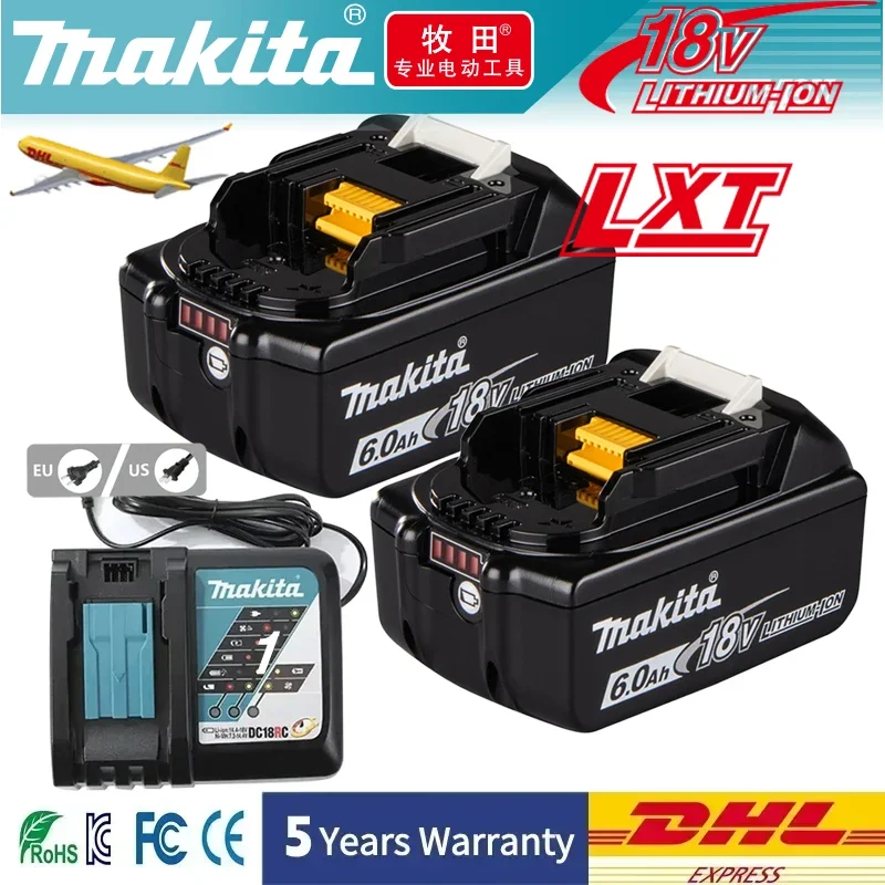 Makita Originele 18V Batterij 6Ah Oplaadbare Accu voor Elektrische Gereedschappen 18V Makita met LED Li-ion Vervangende Batterij LXT BL1860B BL1860 BL1850