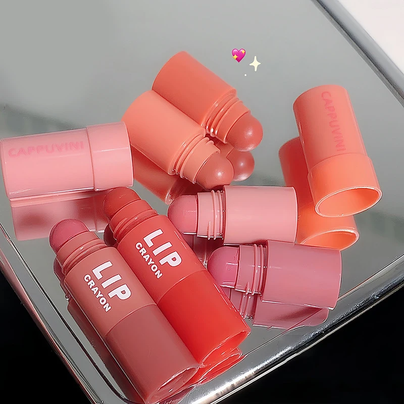 4 In 1 Cappuvini Multicolour Lipstick Pen Makeup Lips Cosmetic Matte Lipstick Pencil Kit Velvet Sexy Red Lip Tint Non-stick Cup