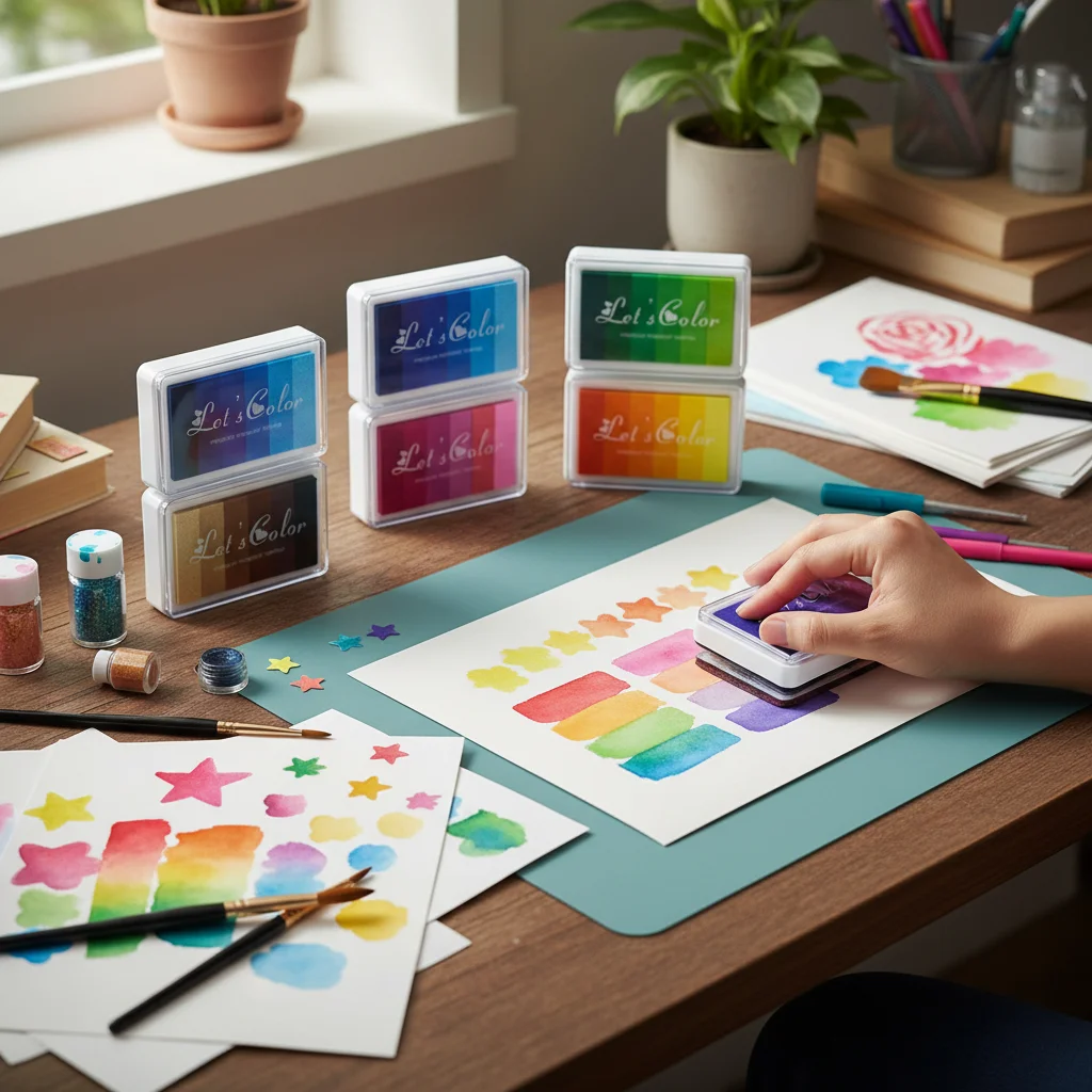 

1 Pc DIY Six-Color Gradient Fingerprint Painting Ink Pad Non-Toxic for Kids Art