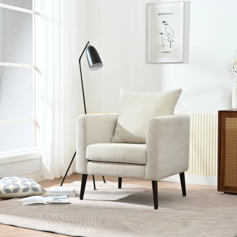 

Modern Chenille Accent Chair, Upholstered Armchair for Living Room ,Mid Century Fabric Lounge Chair , Comfortable Reading Chair