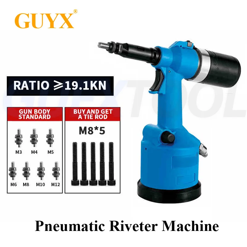 M3-M12 Pistola de porcas de rebite industrial Rebitor Automático Pneumático Hidráulico Ferramentas de puxar Ajuste Rivnut Rebiting Para Auto Mecânica Puxando a porca de rebite de aço inoxidável de alumínio do ferro de