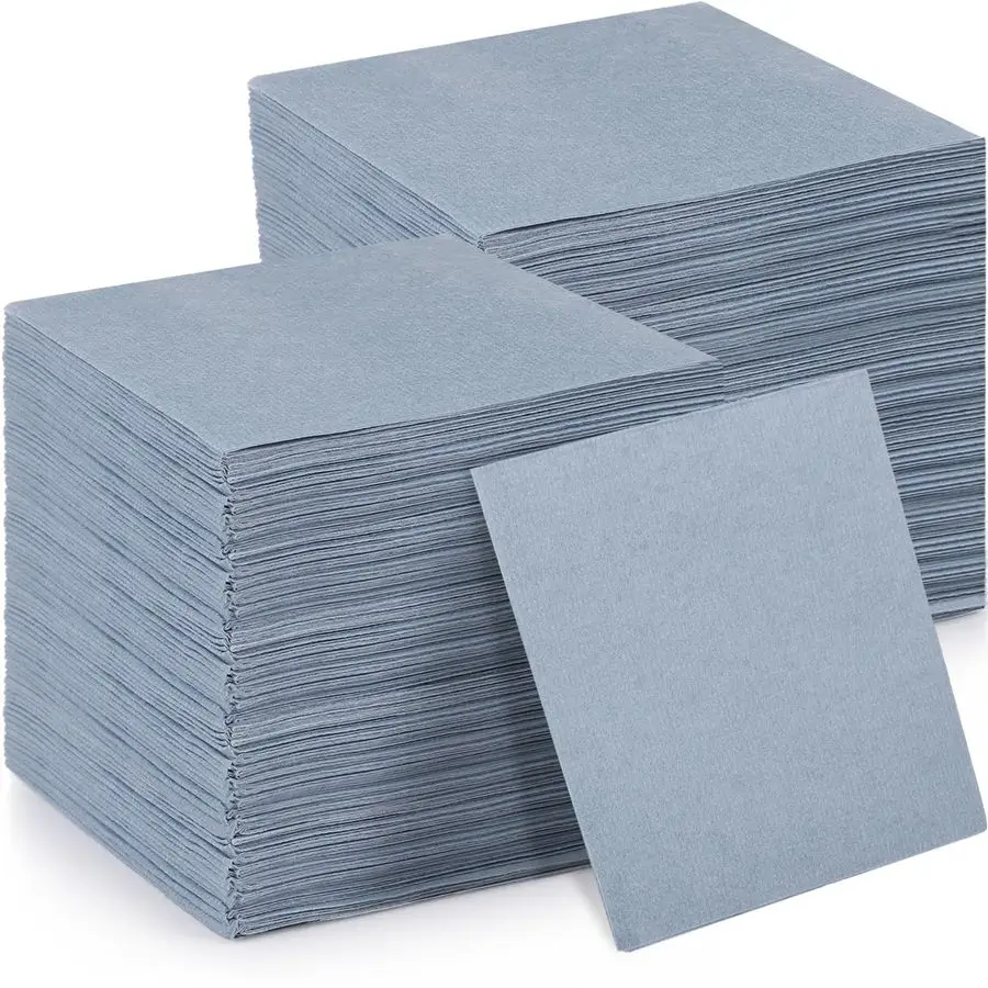 

200 Pcs Dusty Blue Disposable Napkins 10 x 10 Paper Linen Cocktail Dinner Napkins Prefolded for Bar Restaurant Cafe Dessert Wedd