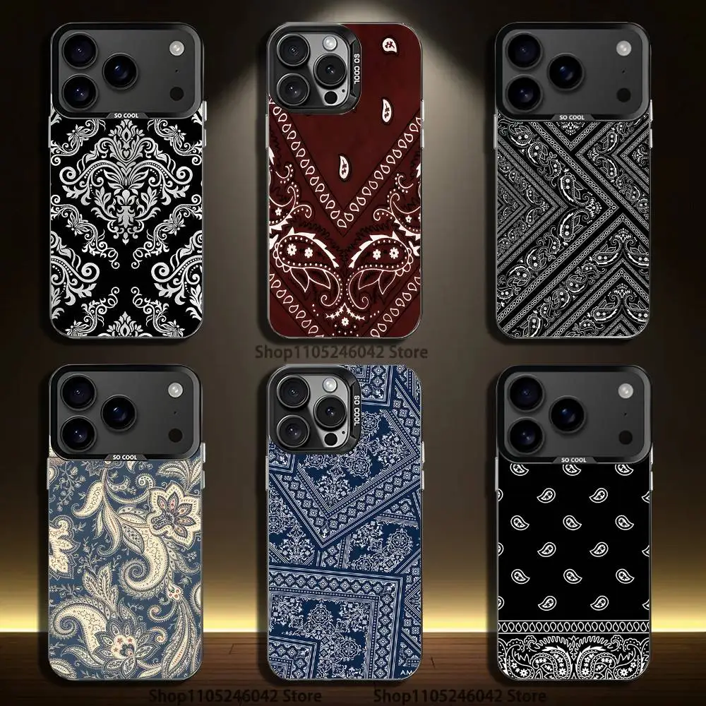 

Bandana Pattern For iPhone 17,16,15,14,13,12,11,Mini,Pro,E,SE4,XS,MAX Black Shockproof Candy Matte Cover