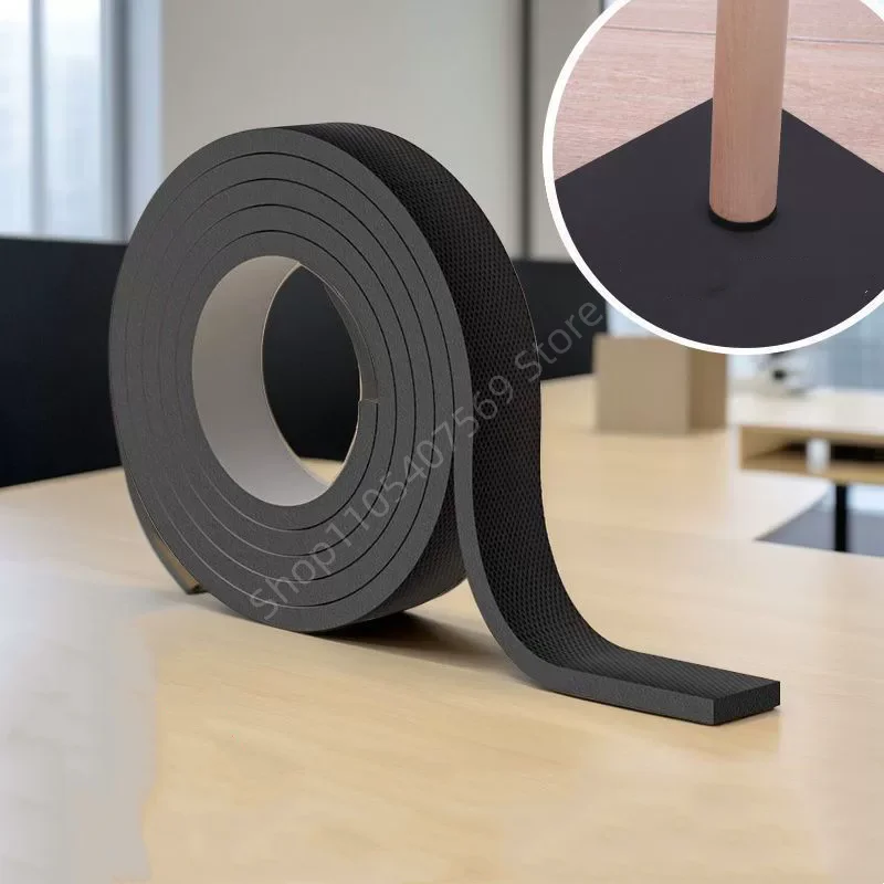 DIY Anti-slip Furniture Pads 2M 6mm Thick Black Anti-slip Anti-collision Mute Mats Self Adhesive Table Chair Foot Protection Pad