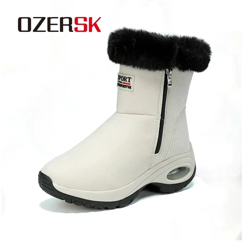 OZERSK 2025 New Winter Snow Boots Women Wear-Resistant Non-Slip Fashion Boots With Fur Soft Comfortable Casual Boots For Women