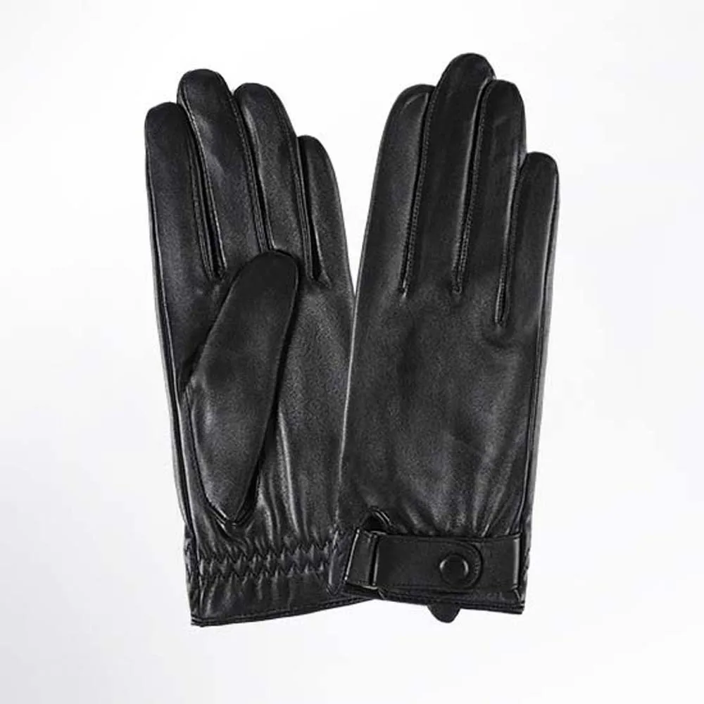 

1pair Gift Soft PU Anti-cold Gloves Touch Screen Solid Color Men Finger Mittens Adjustable Warmer Windproof Mittens Driving