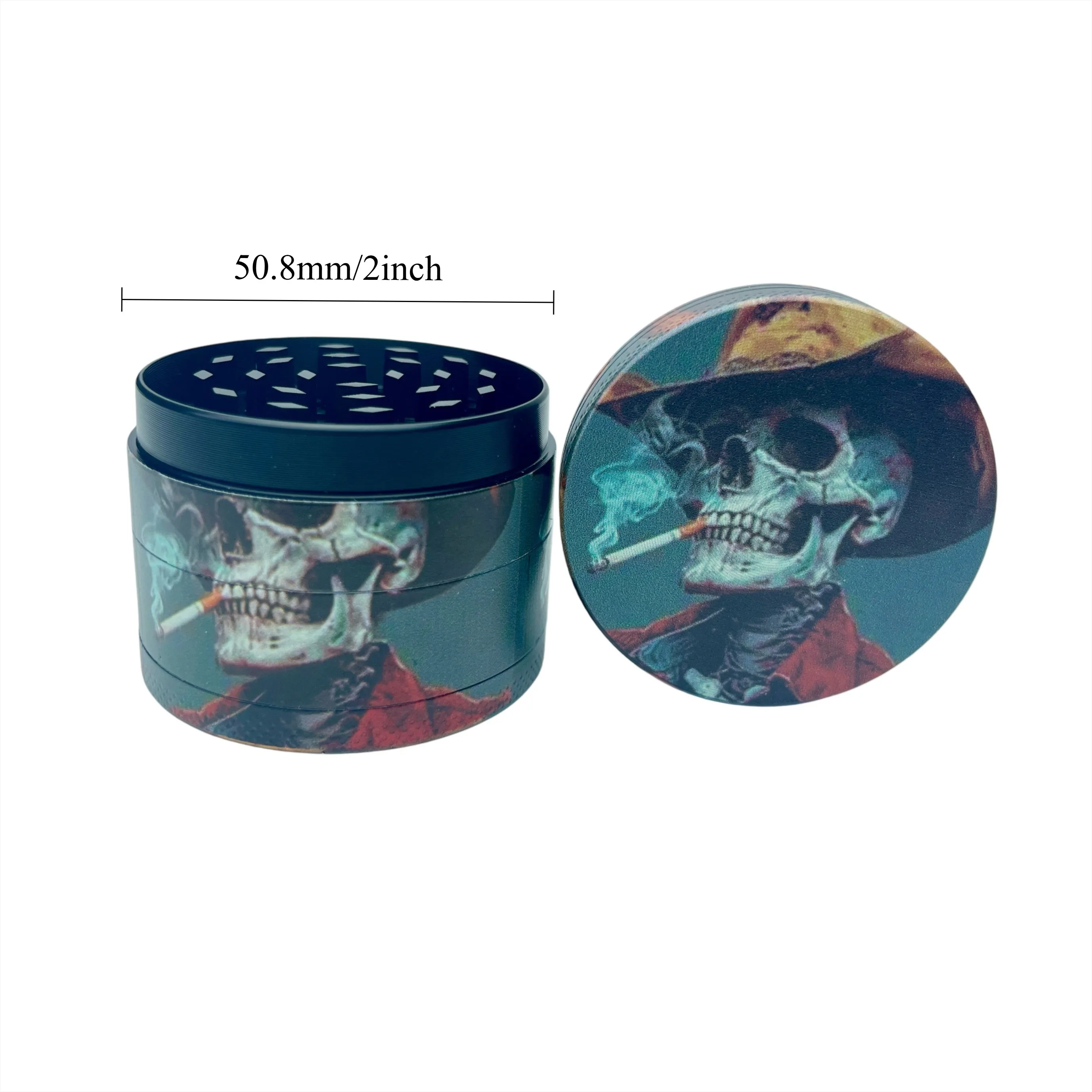 Moedor de Tabaco com Impressão de Caveira de 2 polegadas/50mm, Acessórios para Fumar