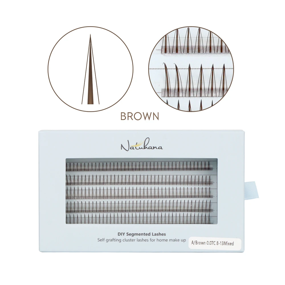 Natuhana A-Vorm Wimpers Diy Cliuster Wimpers Diy Lash Extension Kit Lash Bond En Lash Pincet Voor Diy Wimper Extensie