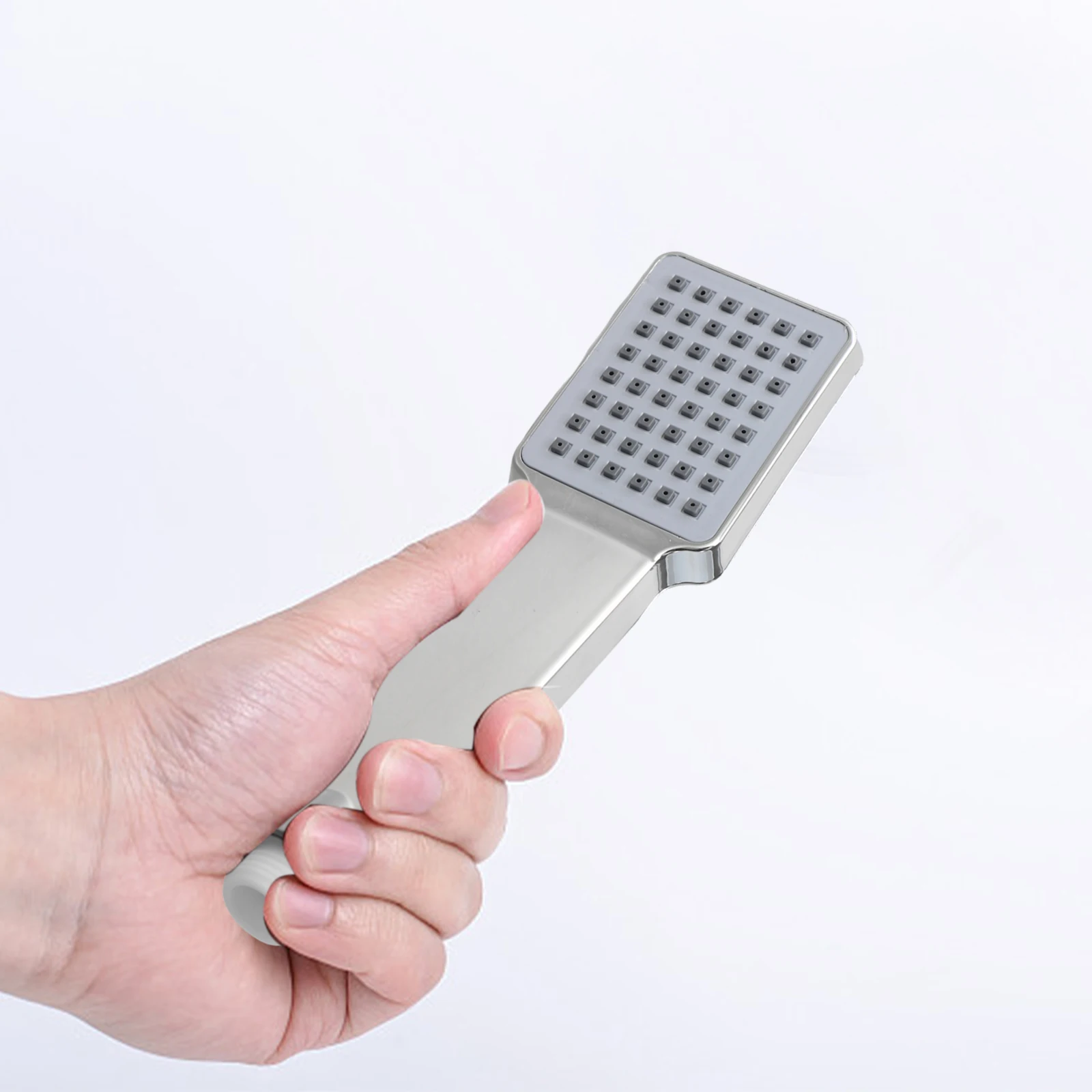 Pulverizador de chuveiro portátil com design de chuva de alta pressão para banheiro, bicos autolimpantes, ABS cromado, 23,8x5,8cm