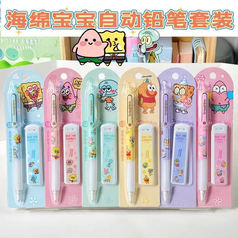 6/24pcs SpongeBob SquarePants 0.5 Automatic Pencil Cartoon Cute Student No-Sharp Pencil Stationery Gift