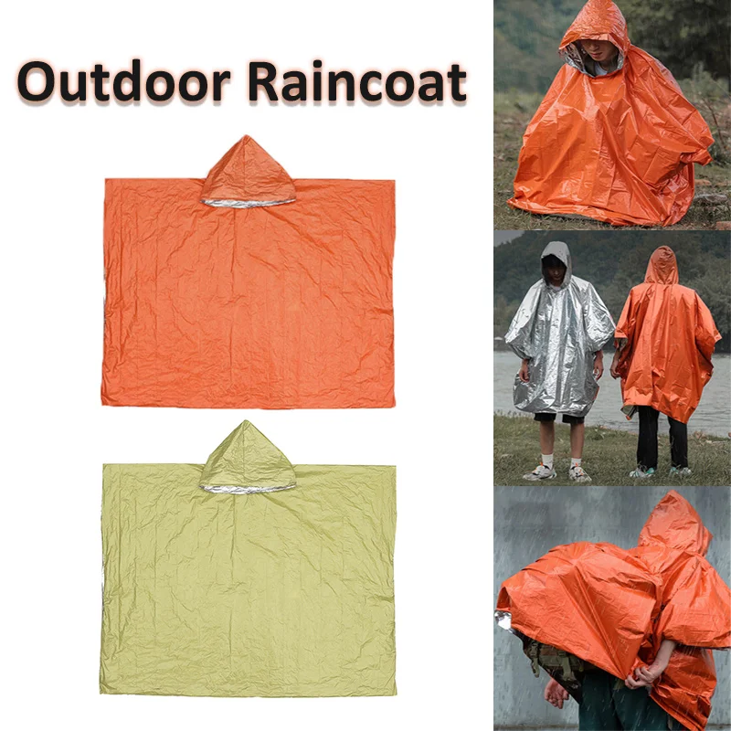 Outdoor Waterproof Raincoat Reflective Suit Portable Double-sided Emergency Raincoat Camping Equipment Cold Insulation Rainwear