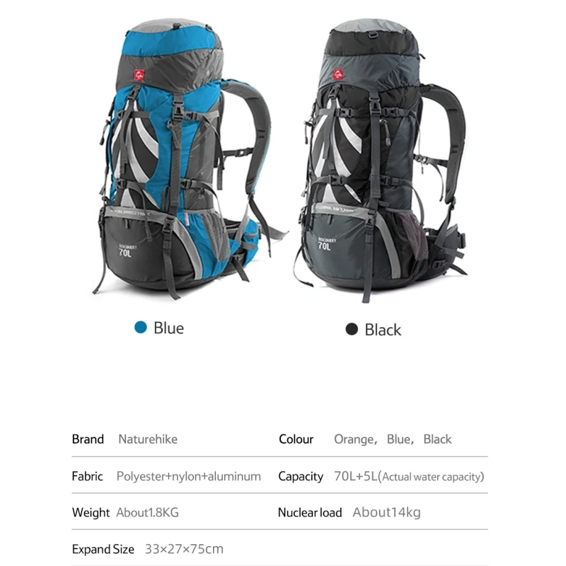 Imagem -04 - Naturehike Mochila Profissional Mochilas ao ar Livre 70l Capacidade Caminhadas Camping Escalada Viagem Montanhismo Reloading