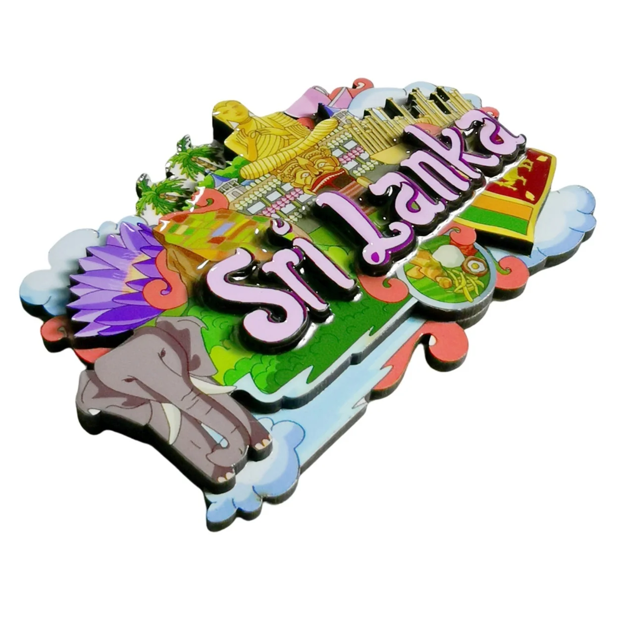 سريلانكا ثلاثية الأبعاد مغناطيس الثلاجة هدية تذكارية ، الخشب اليدوية سريلانكا مغناطيس الثلاجة مجموعة ديكور المنزل #2