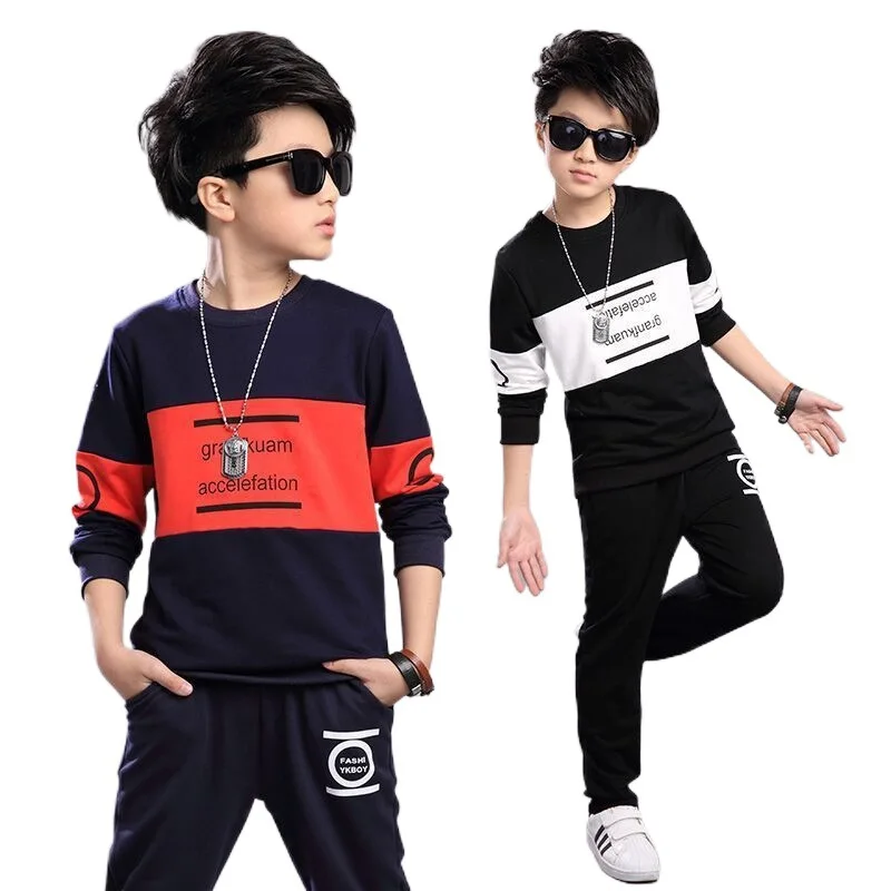 New Baby Boys winter Autumn Sweatshirt Sports Tracksuits Kids velvet Casual clothes sweater + Pant 5 6 7 8 9 10 11 12 year