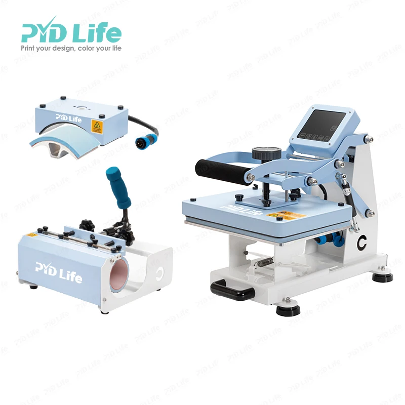

PYD Life 3 in 1 Combo Drawer Large Format Tumbler Flask Plate Pen Sublimation Flat Transfer Heat Press Machine for T-Shirt