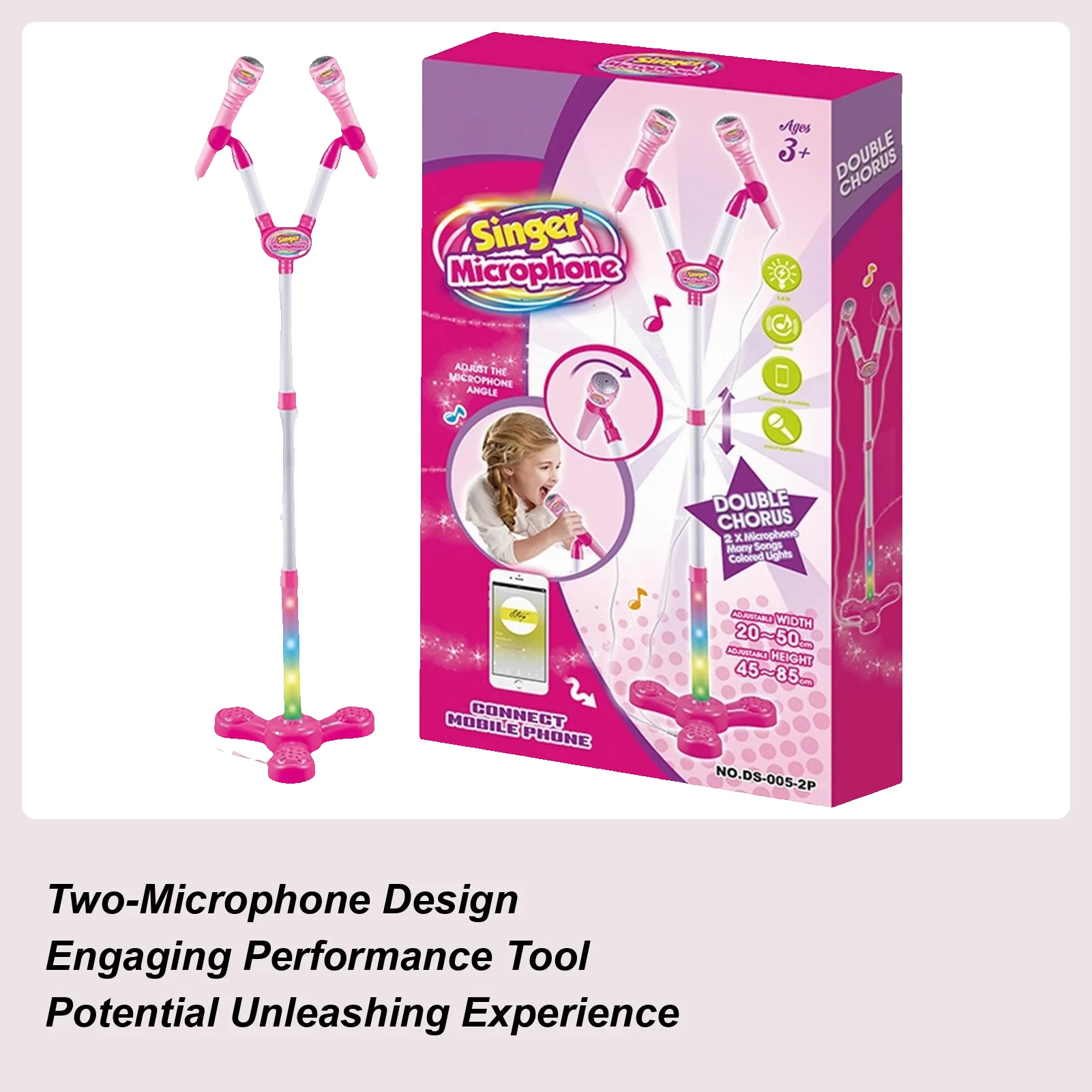 

Kids Microphone With Stand Karaoke Supplies With Colorful Light Children's Microphone Toy For Boys Girls Preschoolers Birthday
