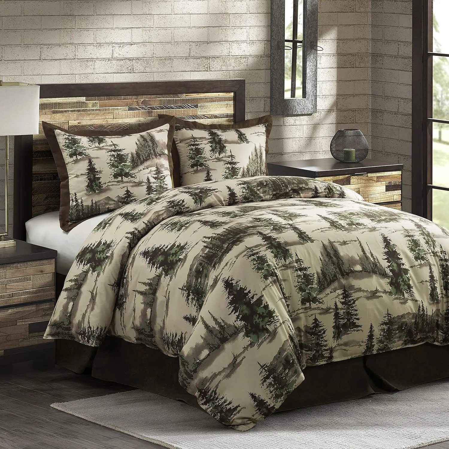 Paseo Road By Hiend Accents Cabin Bedding Joshua 3 Piece Lodge Comforter Set With Pillow Shams, Queen Forest Woods Bedding,