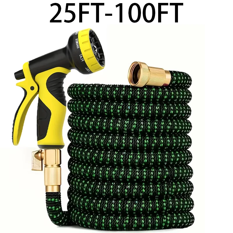 

Инструмент для полива садоводства, высокое давление с 10-регулируемым соплом, водяным пистолетом и расширяемым садовым шлангом для орошения